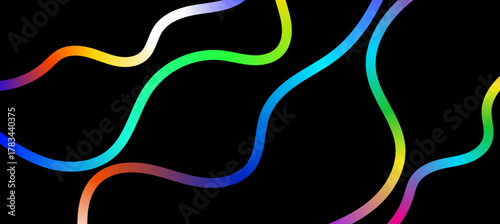 Vibrant, dynamic, and fluid, these colorful abstract lines dance gracefully against a deep black background, creating an image of motion, energy and artistic expression.