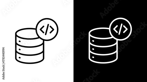 Coding Database  White Icon Set Design