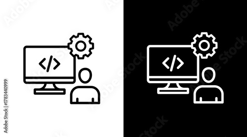 Software Programer  White Icon Set Design