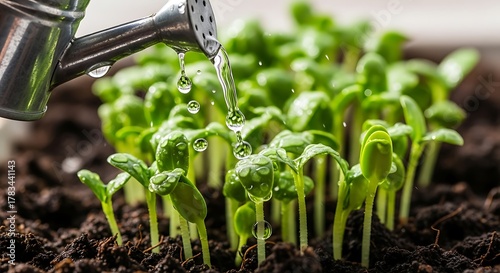Nourishing young plants with gentle watering for sustained vitality
