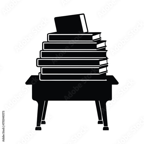 Education Books Stack Desk Silhouette