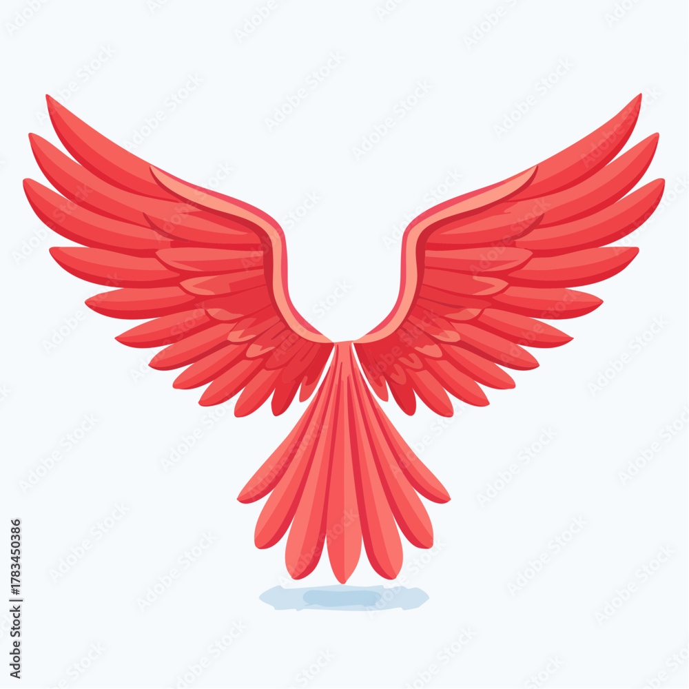 Fototapeta premium Vibrant red winged emblem on white background artistic vector illustration