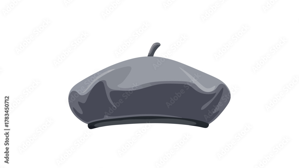 Fototapeta premium A gray beret with a small stem on top
