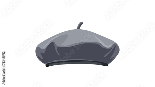 A gray beret with a small stem on top