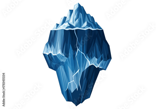 Stylized Blue Iceberg with Visible Cracks and Jagged Edges