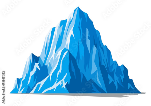 Stylized Blue Iceberg with Jagged Edges and Crevasses