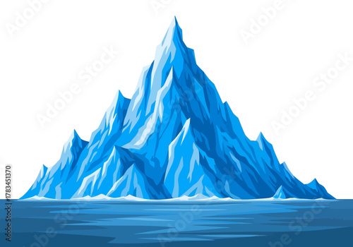 Cartoon Iceberg Floating in the Ocean with Jagged Peaks