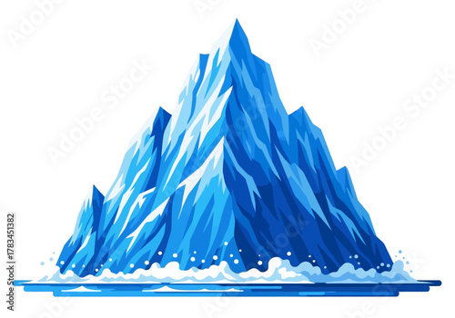 Stylized Blue Iceberg with Waterline and Sharp Edges