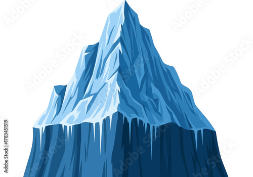 Cartoon Ice Mountain with Icicles and Snow