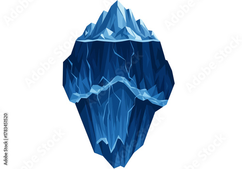 Stylized Blue Iceberg with Submerged Section Illustration