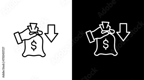 Cost Reduction  White Icon Set Design