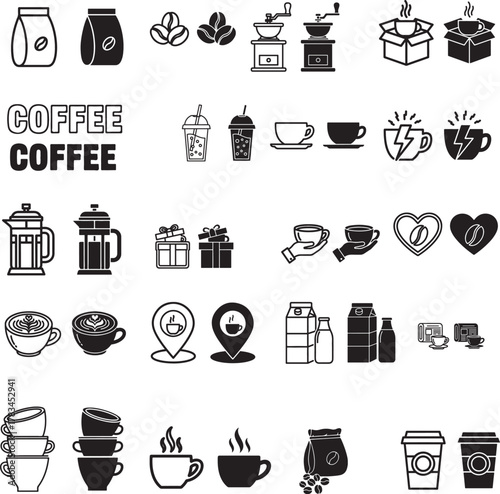coffee icon vector set 