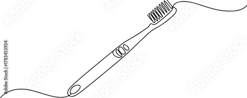 Continuous line art toothbrush for oral hygiene and dental care