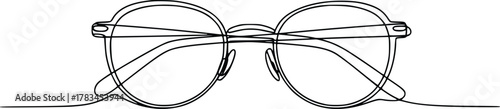 One line art drawing of round spectacles eyewear. minimalist design.