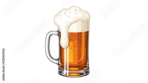 Beer mug with overflowing foam