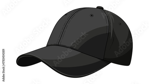 Black baseball cap with a curved brim