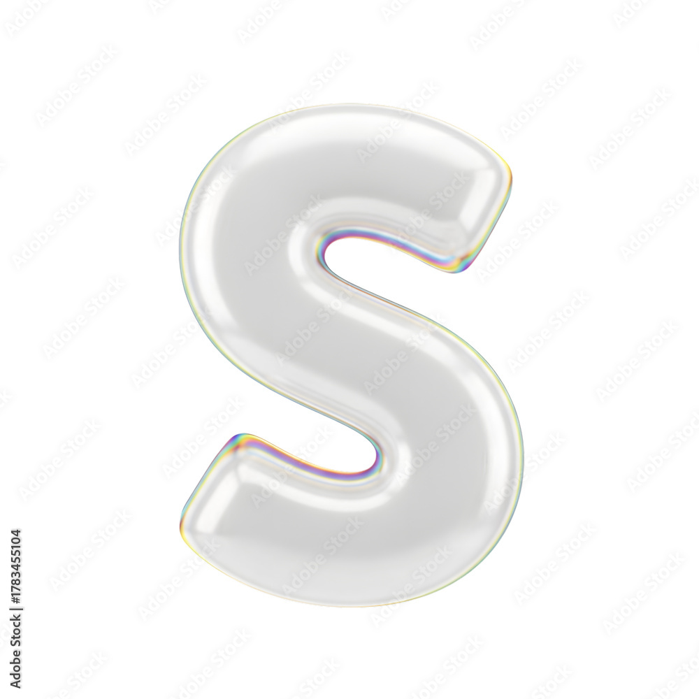 Naklejka premium Glossy white letter s balloon isolated on transparent background