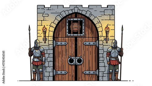 Castle gate with guards