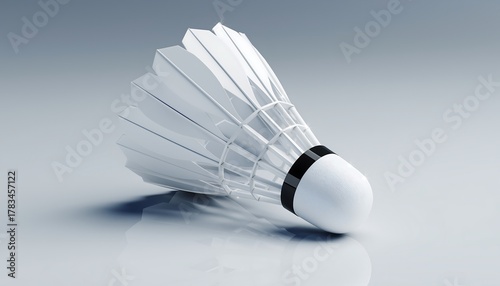White badminton shuttlecock isolated on plain background with clean lighting, symbol of sport, agility, and competition.