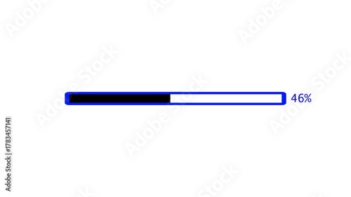 black loading bar animate on a black background, progress bar from 0 to 100% animation.