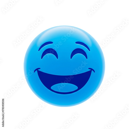 Happy blue smiling face emoji illustration
