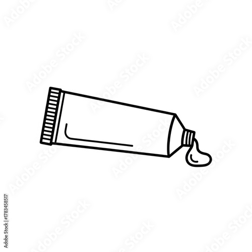 Open toothpaste or cream tube line illustration
