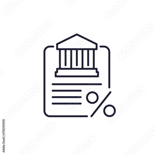 bank loan line icon on white