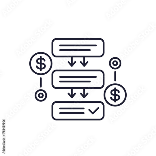 business procedures icon on white, line design