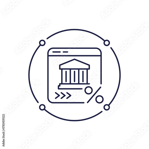 Bank loan, online lending icon in line design