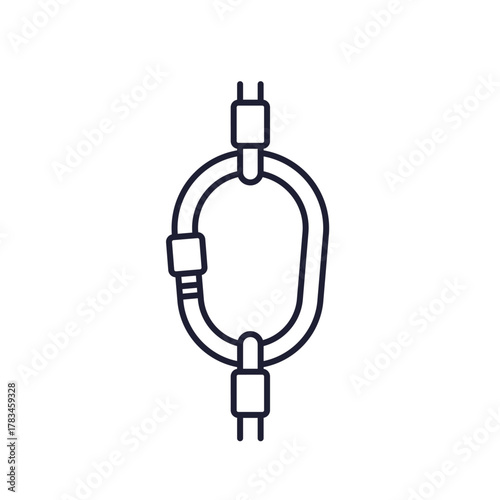 carabiner line icon on white