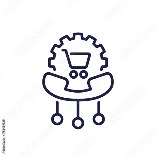 customer support line icon with phone and shopping cart