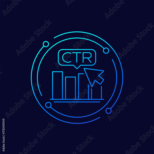 CTR metric icon, Click-Through Rate linear design