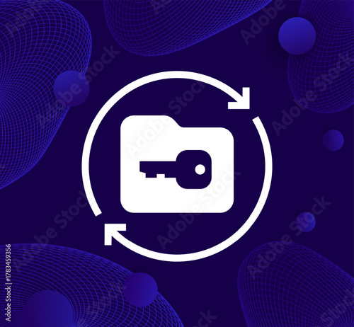 data encryption icon with folder and key, vector