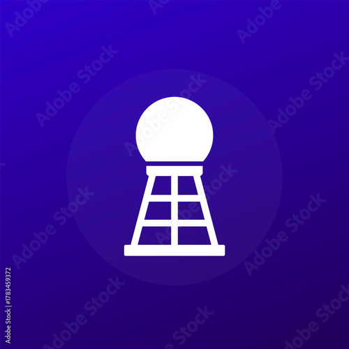 doppler radar tower icon, weather surveillance radar vector pictogram