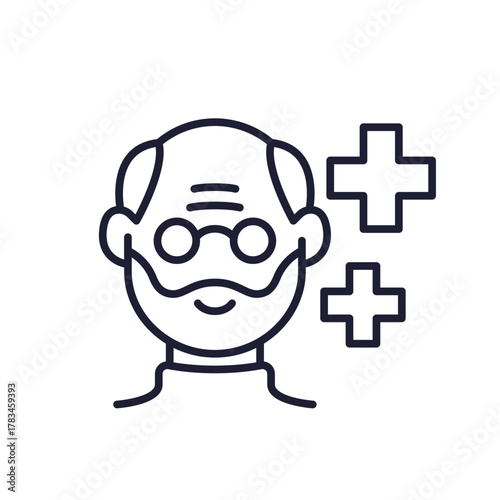 geriatric care line icon with an elderly man