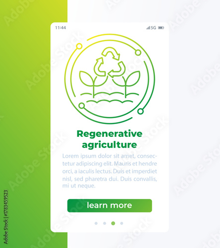 Regenerative agriculture mobile banner design with line icon