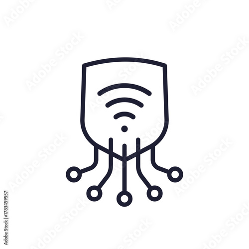 secure wi-fi connection icon, protected wifi network line design
