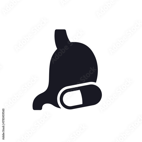 stomach pill icon on white
