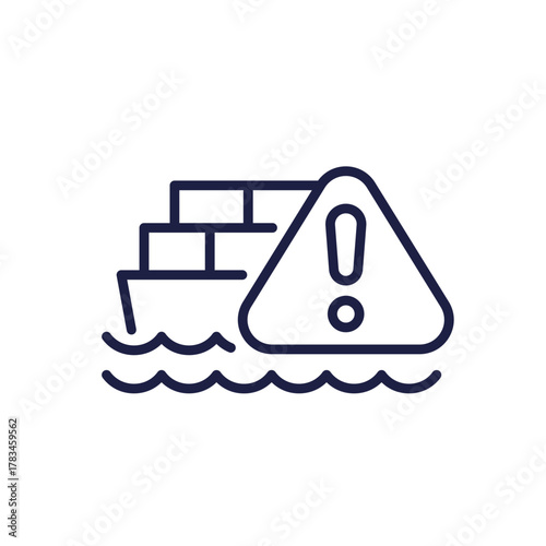 shipment delay line icon with cargo ship