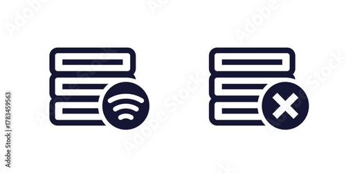 server online and offline icons, pictograms on white