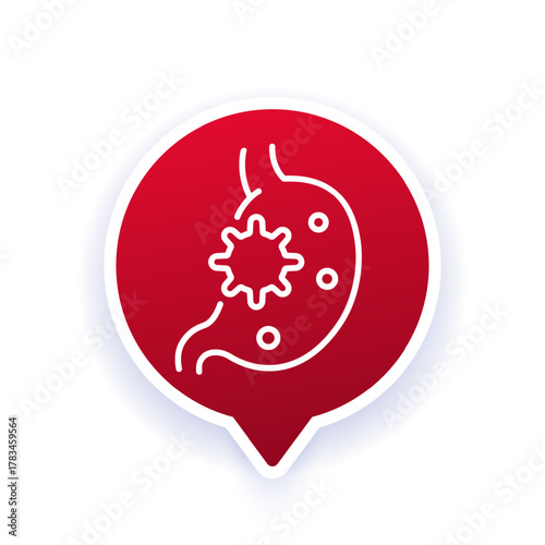 Stomach virus icon in line design