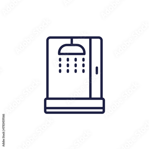 Shower cabin line icon on white