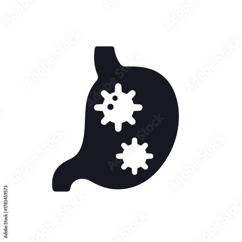 Stomach virus icon, pictogram on white