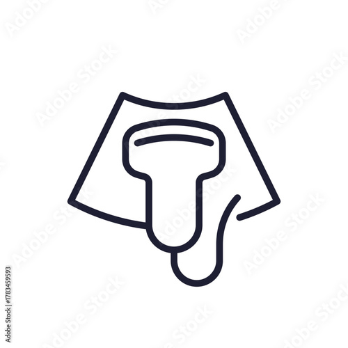 ultrasound icon, sonography line design on white