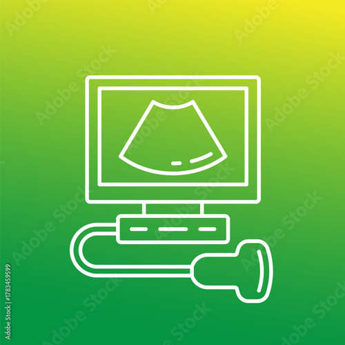 ultrasound machine icon, ultrasonography or usg line vector design