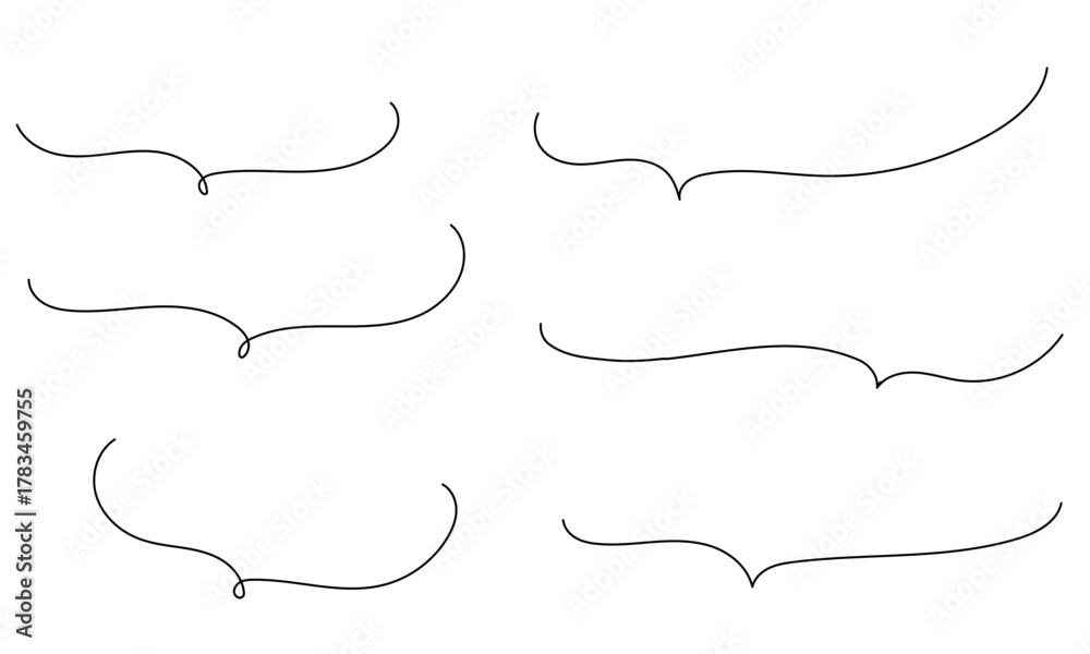 Fototapeta premium Hand Drawn Curly Bracket Talk Bubbles Set. Monochrome Doodle Vector Outline Collection.