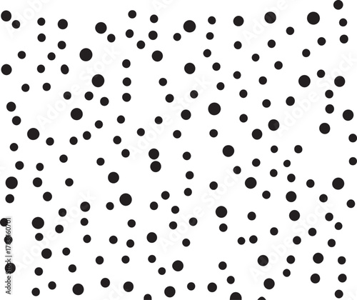 Random scattered dots circles vector seamless pattern abstract geometric monochrome repeatable motif for fabric wrapping paper background backdrop surface design