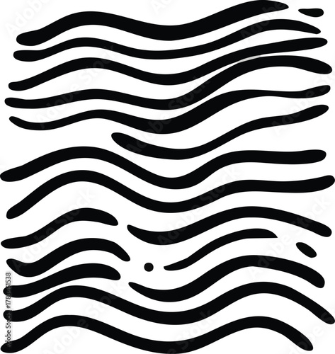 Hand-drawn irregular wavy lines pattern vector illustration in black and white minimalist abstract design element for backgrounds textiles prints posters banners and graphic design projects