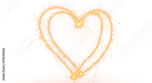 Shimmering Heart: A delicate, radiant heart, composed of glittering sparks, gently glows against a pristine background, embodying love, warmth, and the beauty of light.