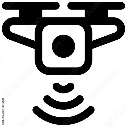 Agricultural drone. Outlined stroke vector icon with black-filled details.